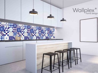 wallplex konyhapanel kék mozaik