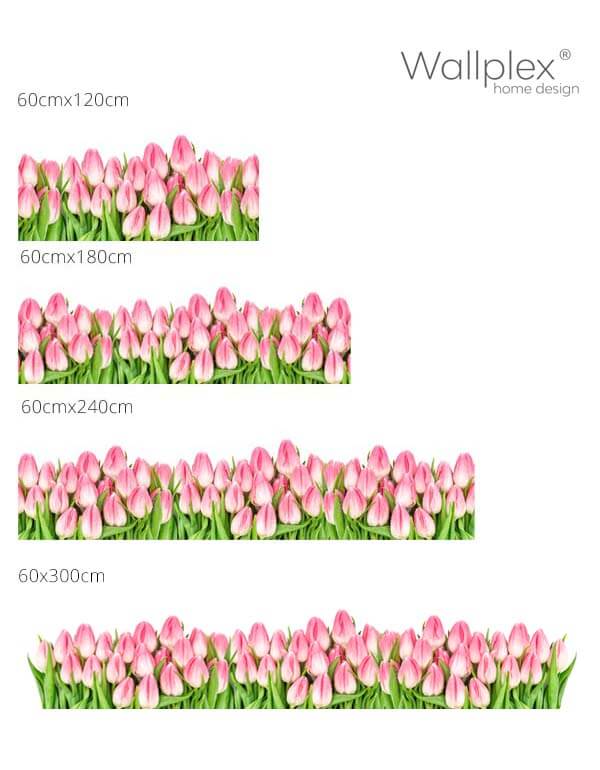Mérettábla Rózsaszín tulipánok fehér háttér Wall0084